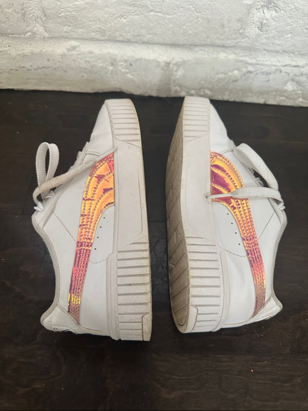 Puma Kids White Sneakers with Iridescent Pink-Gold Formstrip - Picture 5 of 8